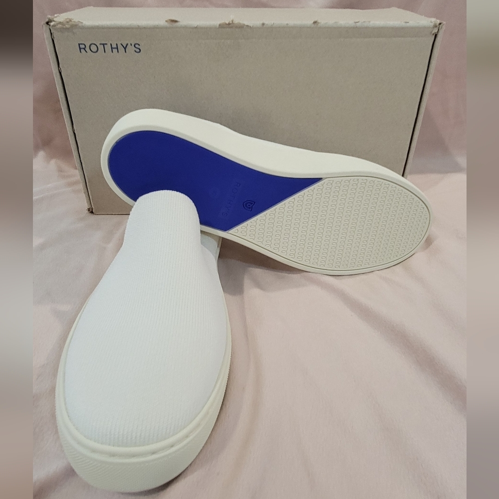 Rothy's Women's White and Blue Slip-On Sneakers - Picture 5 of 8